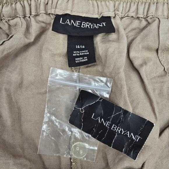 Lane Bryant Tan Linen Flat Front Bermuda Bottoms Pants Shorts Plus 14/16 - Picture 5 of 5